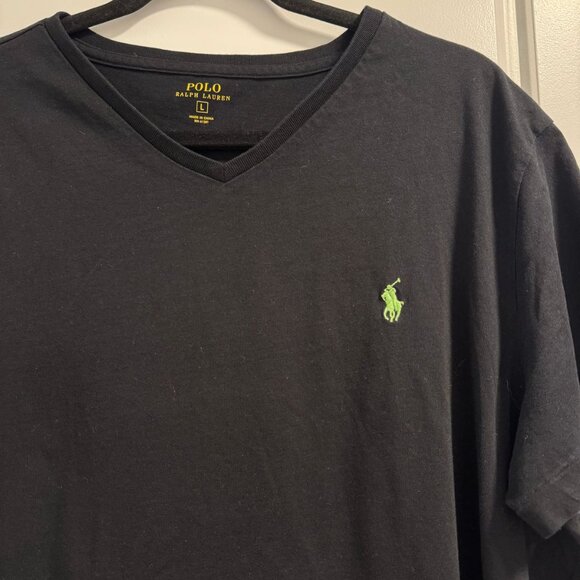 Polo Ralph Lauren Men’s Round Neck T-Shirt — Black with Green Logo | Size L - Picture 4 of 4